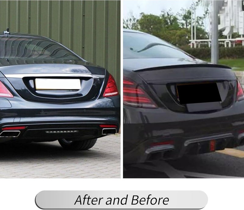 BDBO جناح سبويلر خلفي لسيارات مرسيدس بنز S Class W222 سيدان (2014-2020) S450 S550 S560 S63 4 أبواب 2015 2016 2017 2018 2019 جناح سبويلر صندوق السيارة، تصميم من ألياف الكربون، أداء متميز - Image 2